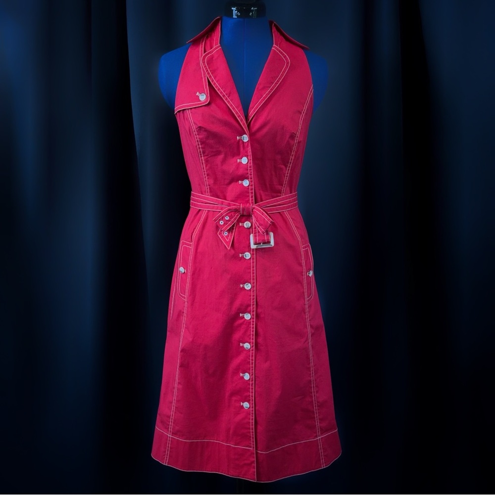 Byron Lars Beauty Mark Red Retro Pin-up-style Halter Dress (4)